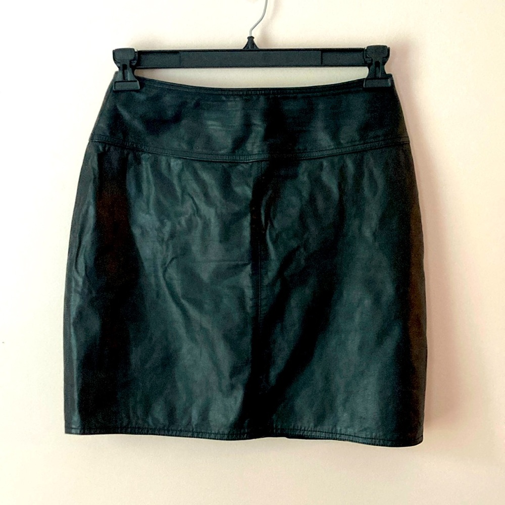 Vintage Genuine Leather Black Mini Skirt